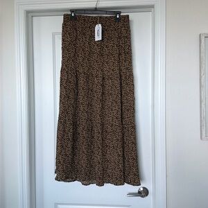 Free The Roses Brown Floral Maxi Skirt Size Large *NWT*